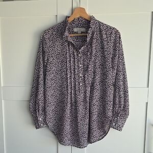LOFT Purple and White Patterned Blouse